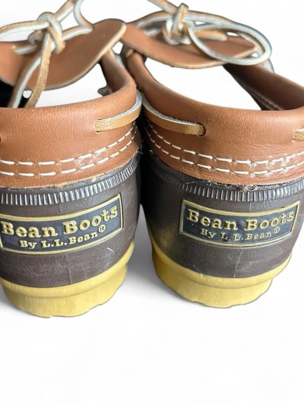 L.L. Bean Brown & Tan Waterproof Duck Shoes with Yellow Sole Iconic Classic